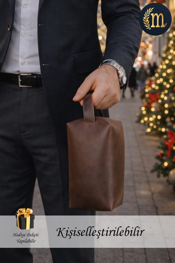 Suni Deri El Çantası Kahve