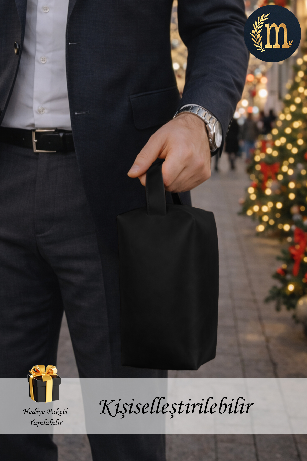 Suni Deri El Çantası Siyah