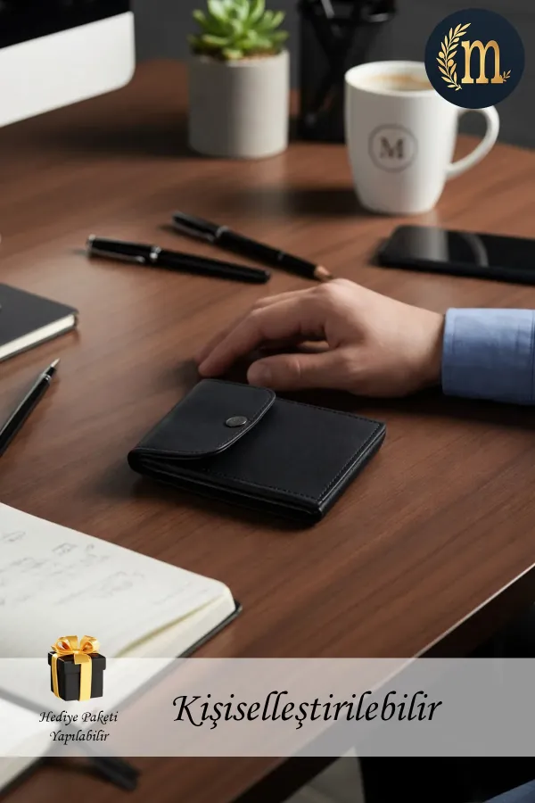 Kişiselleştirilebilir Cüzdan Deri Siyah