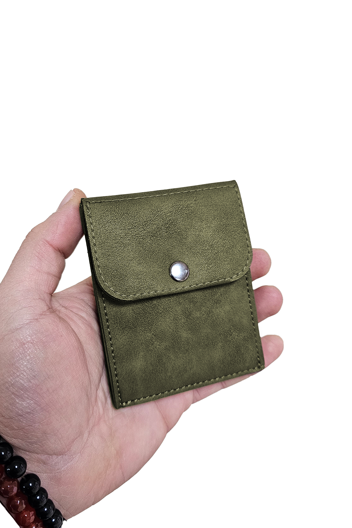 Süet Suni Deri Cüzdan Haki