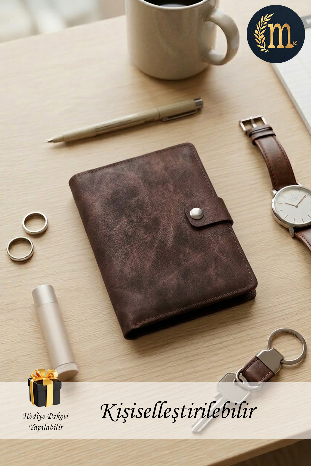 Özel Tasarım Süet Suni Deri Kartlık Cüzdan Kahve