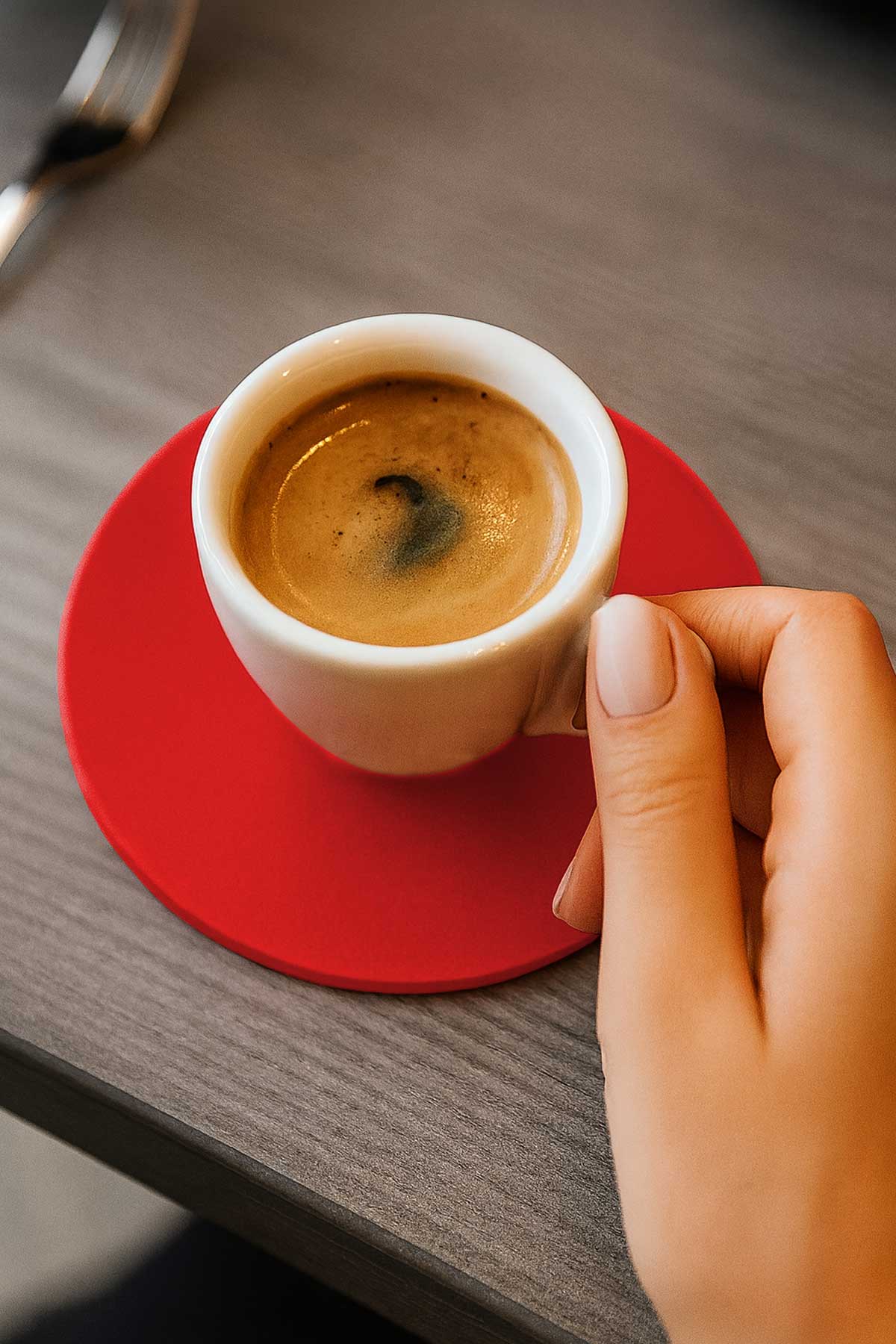 Yuvarlak Bardak Altlığı Seti Kırmızı Ø10 cm