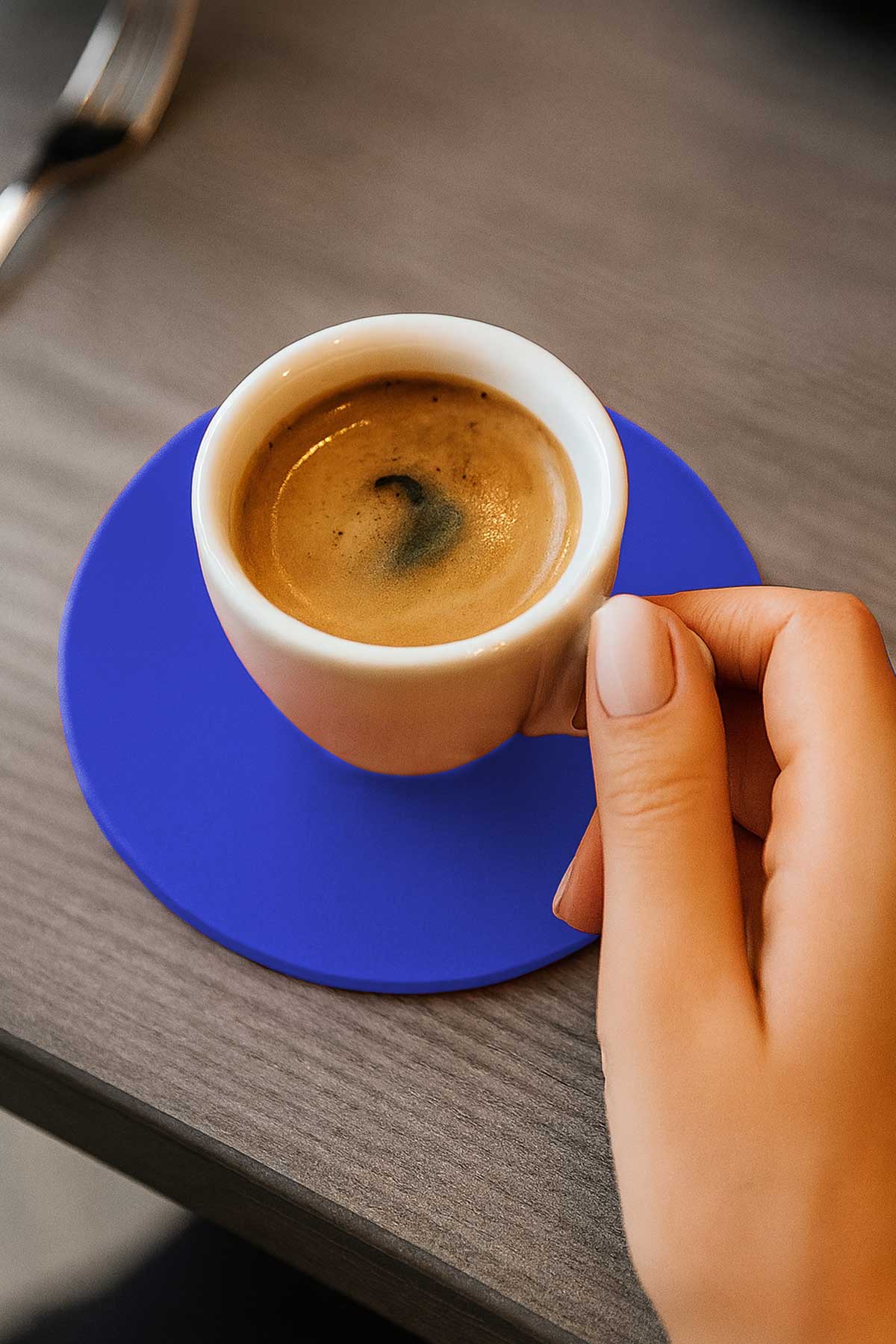 Yuvarlak Bardak Altlığı Seti Mavi Ø10 cm