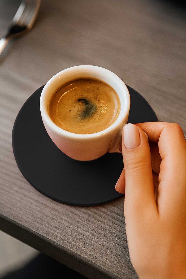 Yuvarlak Bardak Altlığı Seti Siyah Ø10 cm