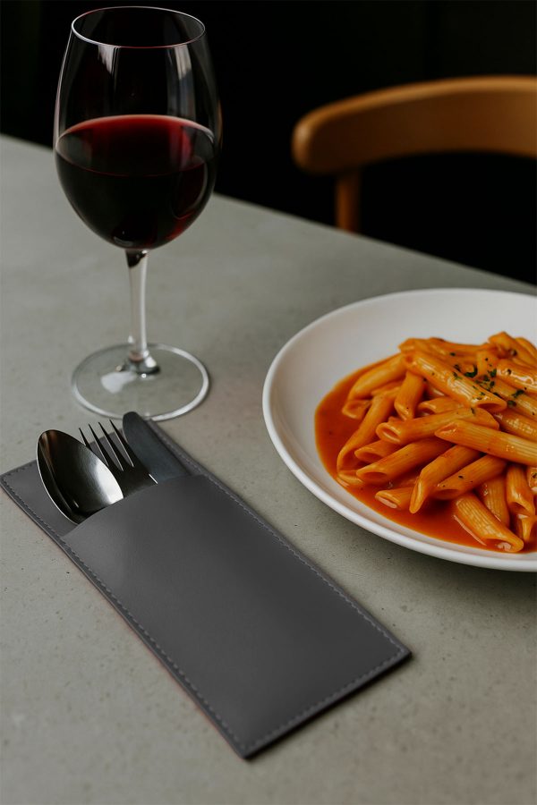 Dikdörtgen Kaşıklık Seti 4 Kişilik Antrasit 11x22cm